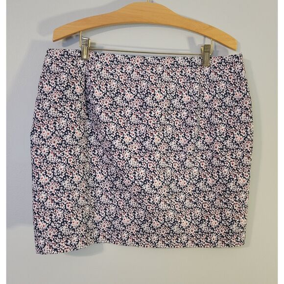 Banana Republic Navy Blue Floral Pencil Mini Skirt Size 14 - Picture 1 of 7
